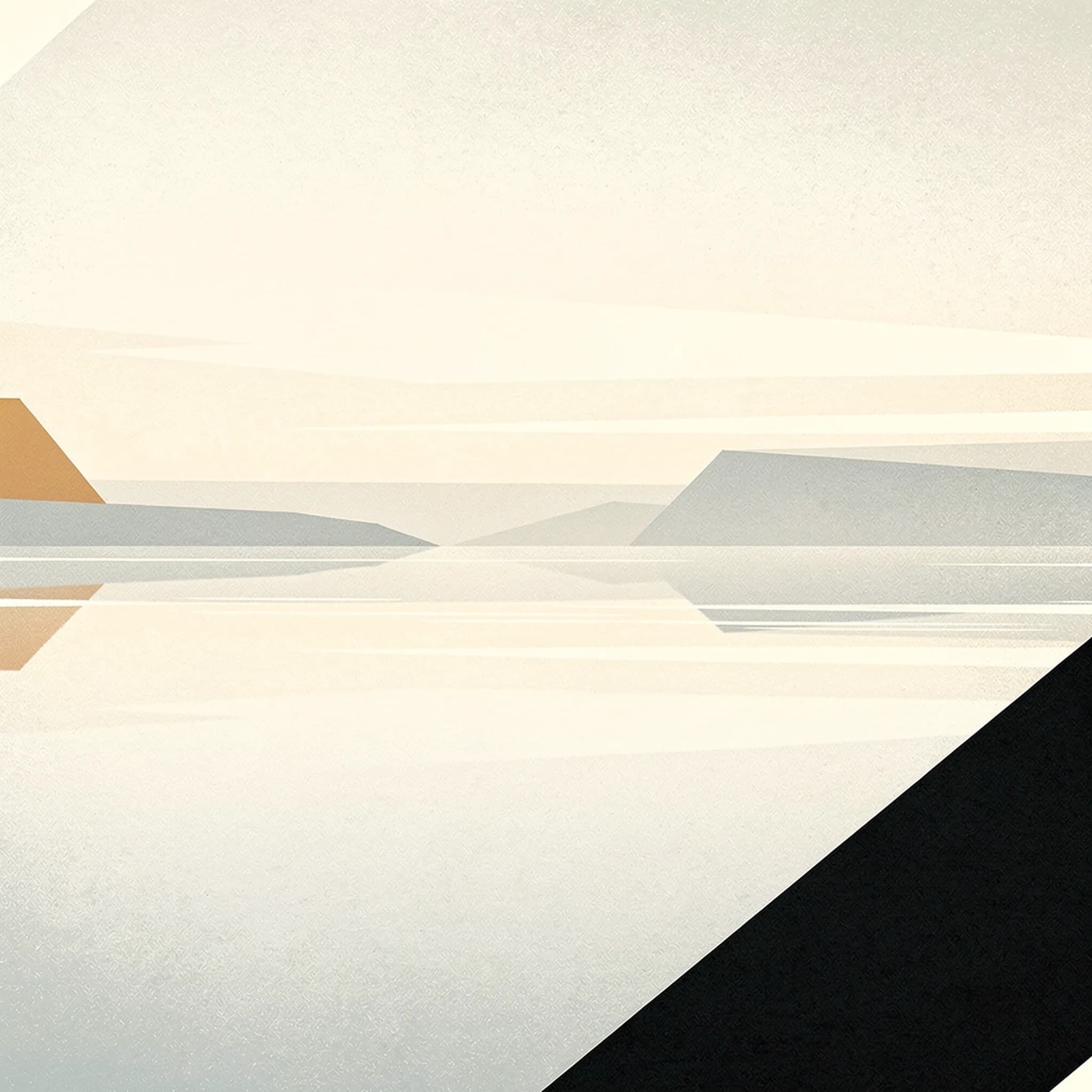 Mid-century illustration of a calm sea at dawn